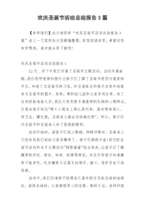 欢庆圣诞节活动总结报告3篇