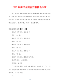 2023年担保合同有效期精选5篇