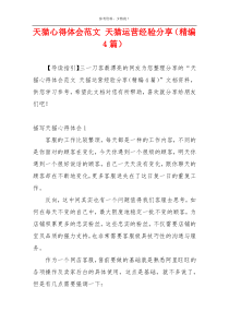 天猫心得体会范文 天猫运营经验分享（精编4篇）