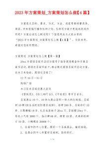 2023年方案策划_方案策划怎么做【4篇】