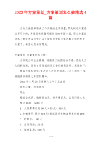 2023年方案策划_方案策划怎么做精选4篇