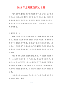 2023年方案策划英文5篇