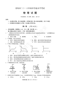 山东省青岛市2018年中考物理真题试题（pdf，含答案）