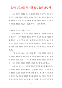 [200字]2023年计算机专业实训心得
