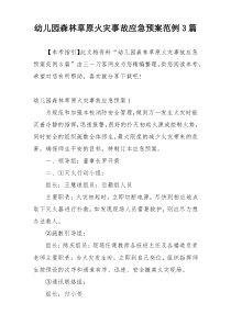 幼儿园森林草原火灾事故应急预案范例3篇