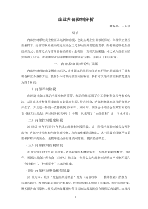 企业内部控制分析