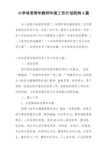 小学体育青年教师年度工作计划范例4篇