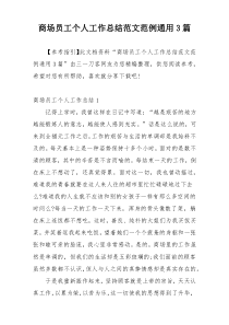 商场员工个人工作总结范文范例通用3篇