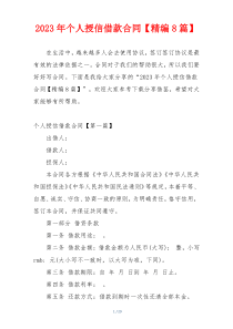 2023年个人授信借款合同【精编8篇】