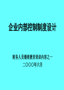 企业内部控制制度设计