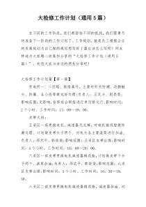 大检修工作计划（通用5篇）