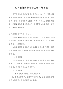 公司新媒体部半年工作计划2篇