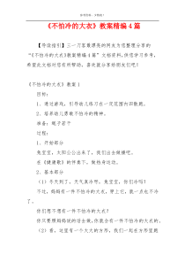 《不怕冷的大衣》教案精编4篇