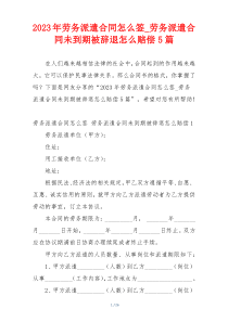 2023年劳务派遣合同怎么签_劳务派遣合同未到期被辞退怎么赔偿5篇