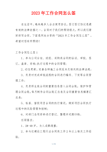 2023年工作合同怎么签