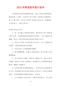 2023年养老院年度计划书