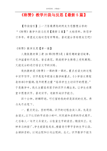 《称赞》教学片段与反思【最新5篇】