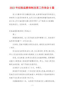 2023年纪检监察体制改革工作体会5篇
