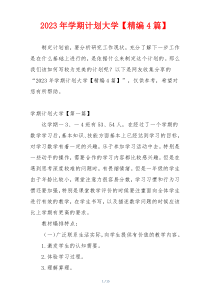2023年学期计划大学【精编4篇】
