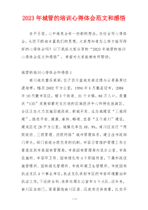 2023年城管的培训心得体会范文和感悟