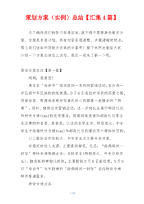 策划方案（实例）总结【汇集4篇】