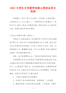 2023大学生文员教学实践心得体会范文范例