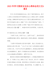 2023年学习国家安全法心得体会范文【4篇】