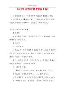 《识字》教学教案【推荐4篇】
