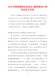 2023年教师跟岗总结体会_教师跟岗心得体会范文总结