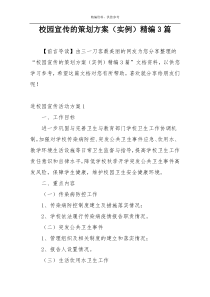 校园宣传的策划方案（实例）精编3篇