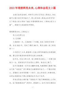 2023年理想照亮未来,心得体会范文3篇