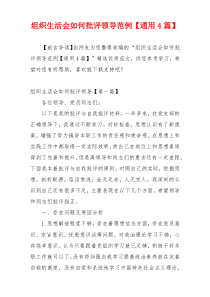 组织生活会如何批评领导范例【通用4篇】