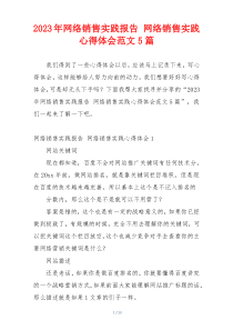 2023年网络销售实践报告 网络销售实践心得体会范文5篇