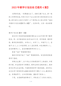 2023年教学计划总结【通用4篇】