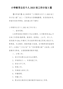 小学教导主任个人2023初工作计划3篇