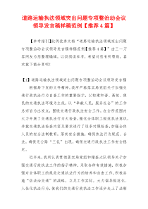 道路运输执法领域突出问题专项整治动会议领导发言稿样稿范例【推荐4篇】