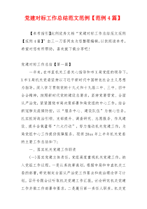 党建对标工作总结范文范例【范例4篇】