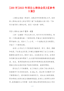 [200字]2023年项目心得体会范文【参考5篇】
