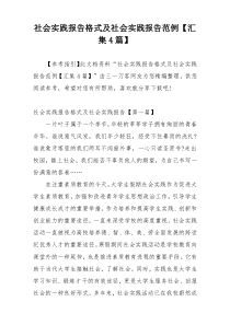 社会实践报告格式及社会实践报告范例【汇集4篇】