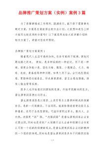 品牌推广策划方案（实例）案例3篇