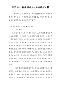 关于2023村级振兴乡村方案最新5篇