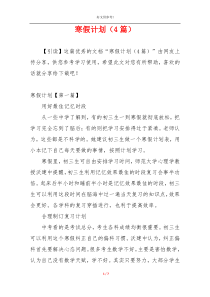 寒假计划（4篇）