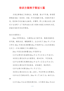 培训方案例子策划5篇