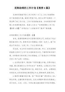 采购助理的工作计划【推荐4篇】