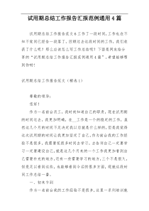 试用期总结工作报告汇报范例通用4篇