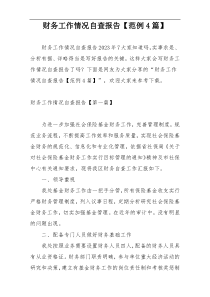 财务工作情况自查报告【范例4篇】