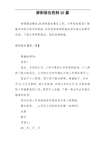 辞职报告范例20篇