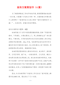 宣传方案策划书（4篇）