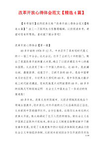 改革开放心得体会范文【精选4篇】