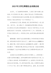 2023年大学生寒假社会实践总结